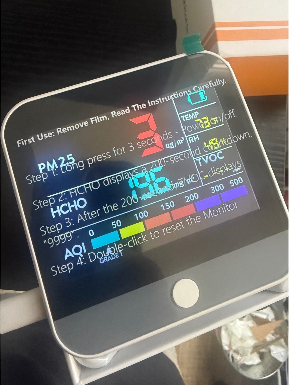 Digital Air Quality Monitor PM2.5 HCHO TVOC AQI Temperature Humidity Tester